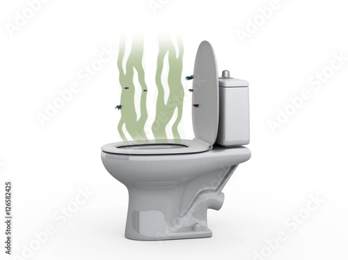 Stench from the toilet, 3d illustration photo