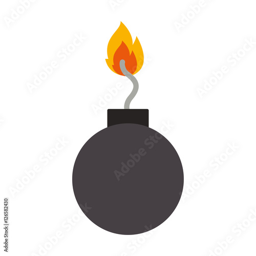 explosive bomb with fire flame icon over white background. vector illustration