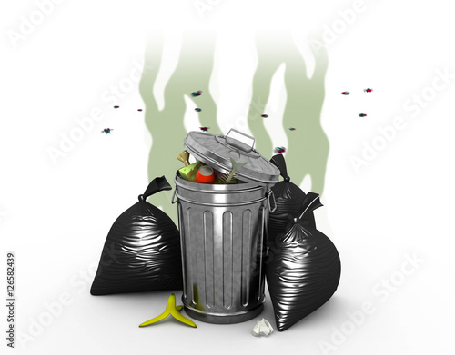 Smelly Trash Can, 3d illustration