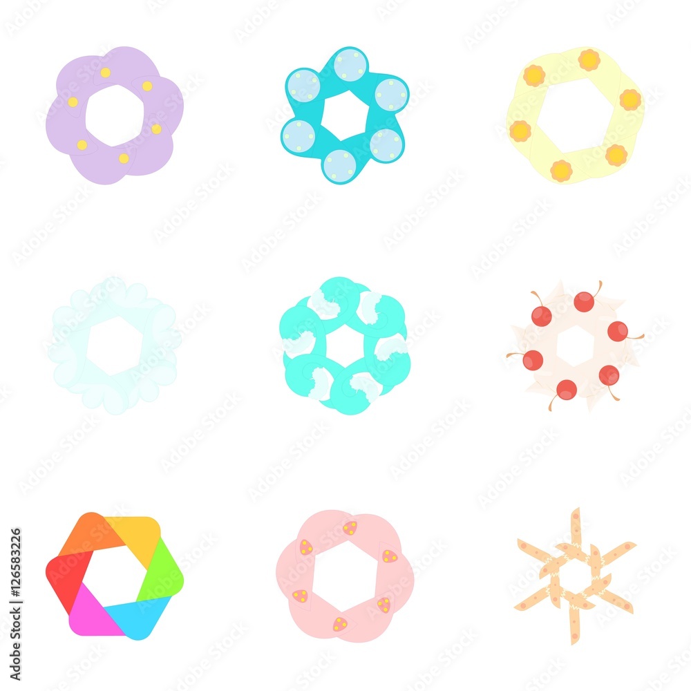 Artificial flowers icons set. Cartoon illustration of 9 artificial flowers vector icons for web Artificial flowers icons set. Cartoon illustration of 9 artificial flowers vector icons for web
