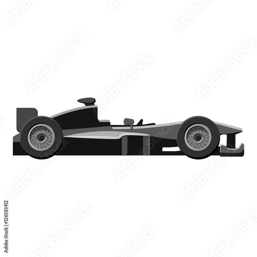 Race sport car icon. Gray monochrome illustration of car vector icon for web design