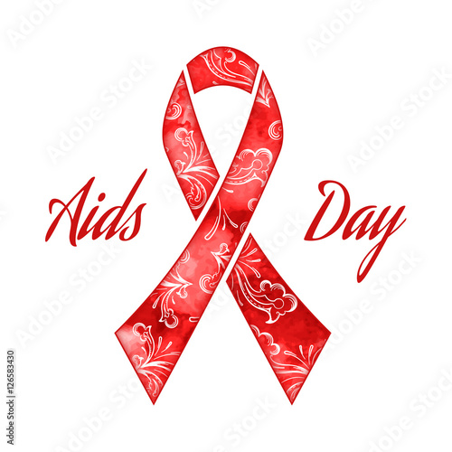 Aids day red ribbon grunge icon