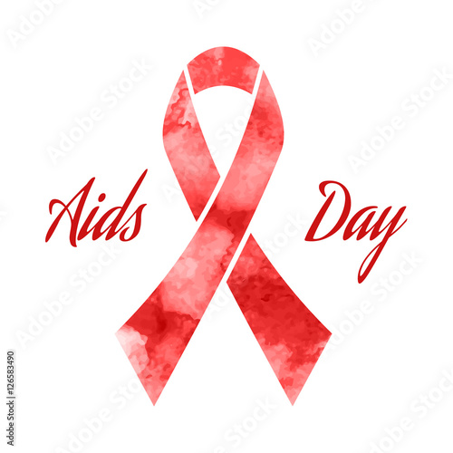 Aids day red ribbon grunge icon