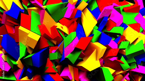 Colorful blocks and pieces background, 3d illustration