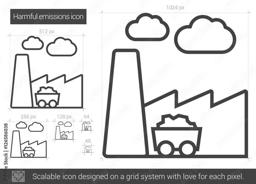 Harmful emissions line icon. Harmful emissions line icon.