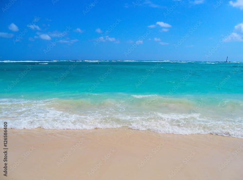 Azure Caribbean Sea. coast of the Dominican Republic. Caribbean, Atlantic Ocean