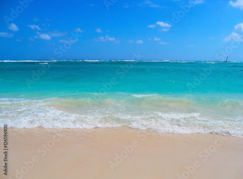 Azure Caribbean Sea. coast of the Dominican Republic. Caribbean  Atlantic Ocean