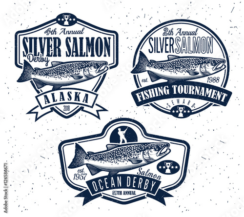 Fishing Vector Logo. Salmon Fish icon.