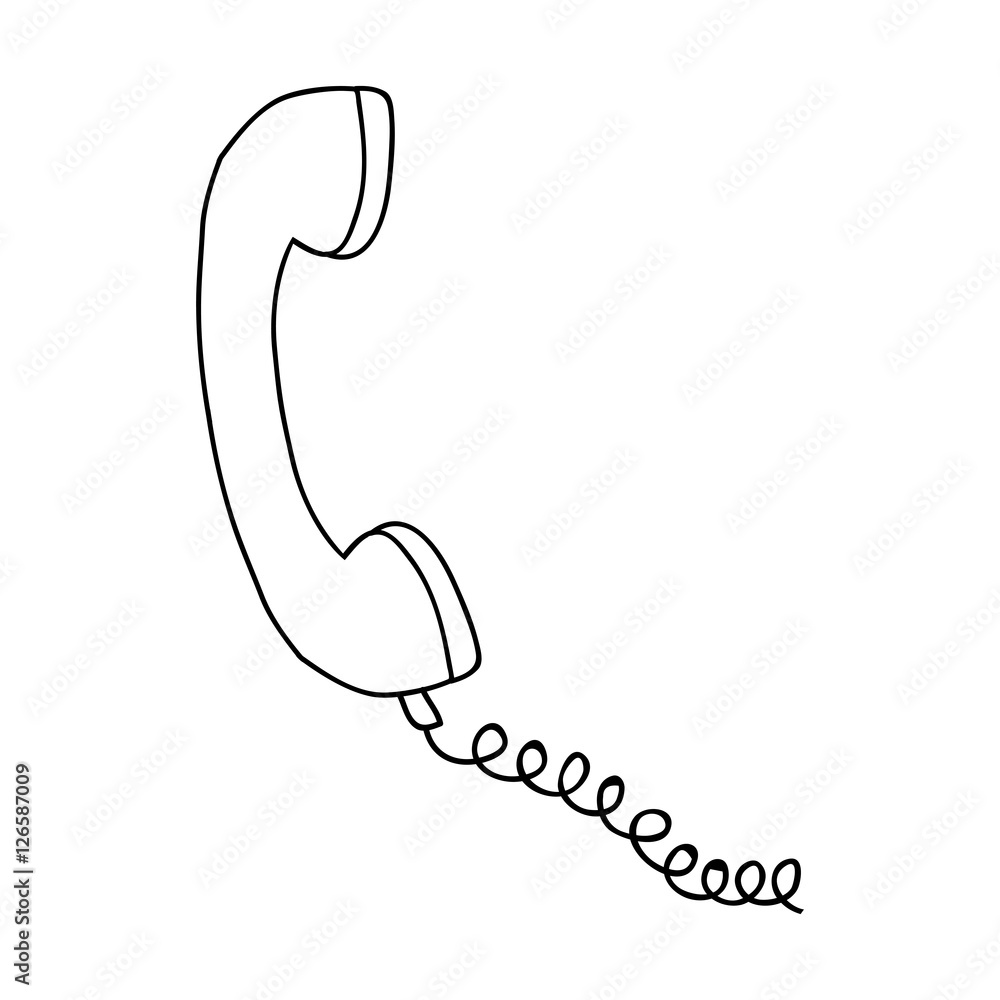 telephone handset with cord icon over white background. vector ...