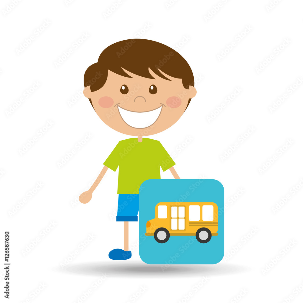 boy cartoon school bus icon design vector illustration eps 10 boy cartoon school bus icon design vector illustration eps 10