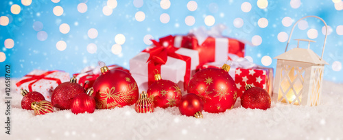 Christmas background with red decoration