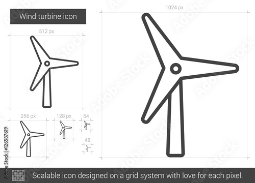 Wind turbine line icon.