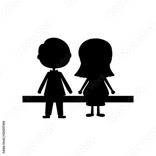 couple male and female silhouette on tree swing icon image vector illustration design 