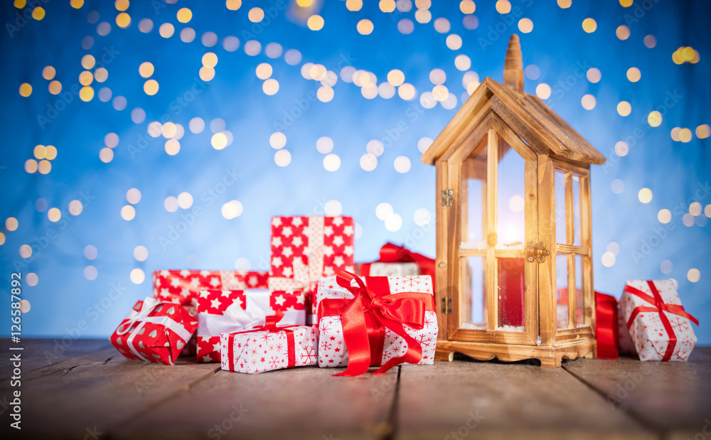 Christmas background with pile of gifts Christmas background with pile of gifts