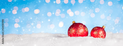 Christmas background with red decoration balls