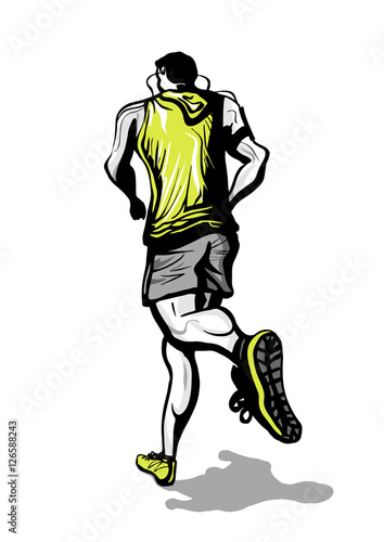 Man running with headphones and an armband for smartphone