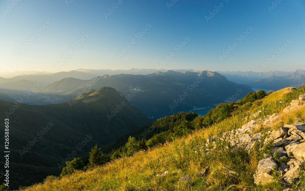 Mountains in Italy near the lake Como in summer