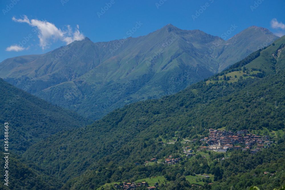 Mountains in Italy near the lake Como in summer