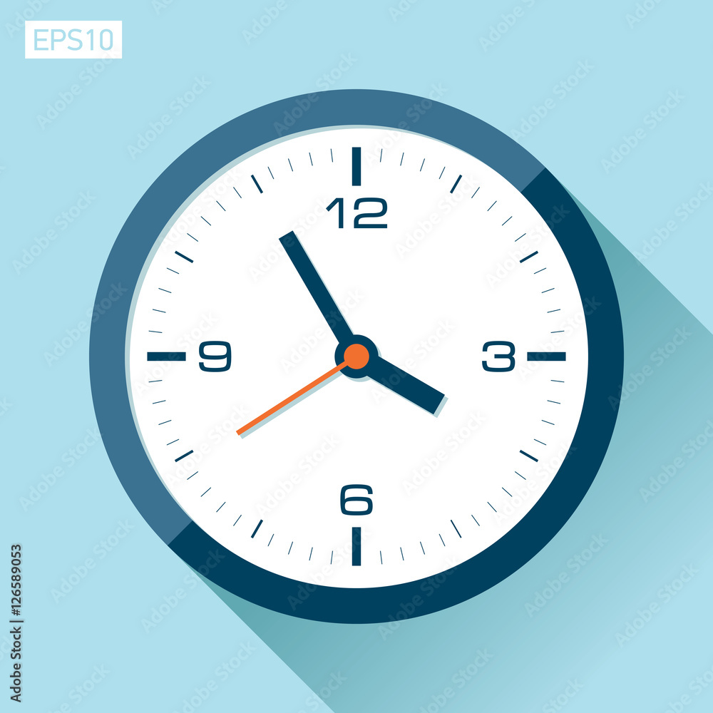 Clock icon in flat style, timer on color background. Vector design element Clock icon in flat style, timer on color background. Vector design element