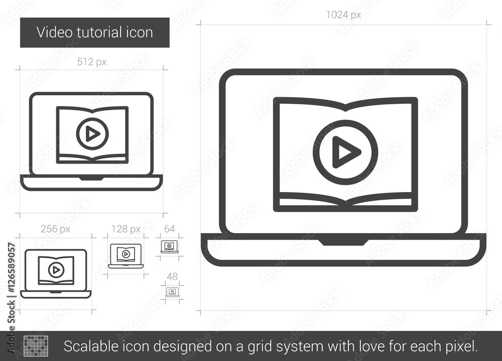 Video tutorial line icon. Video tutorial line icon.
