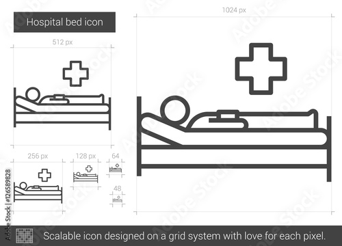 Hospital bed line icon.