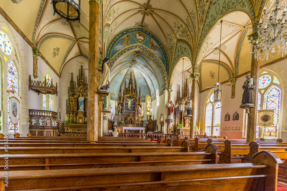 Painted catholic church interior