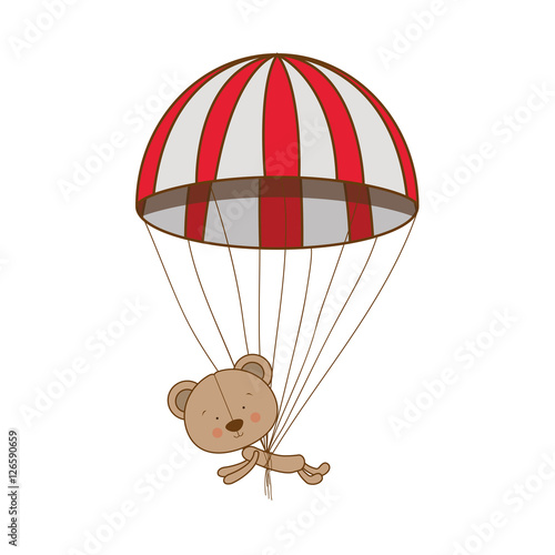 teddy bear character with parachute icon image vector illustration design 