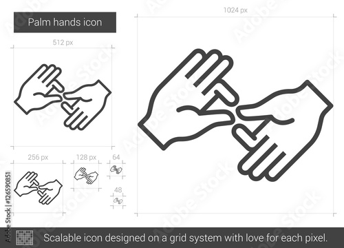 Palm hands line icon.