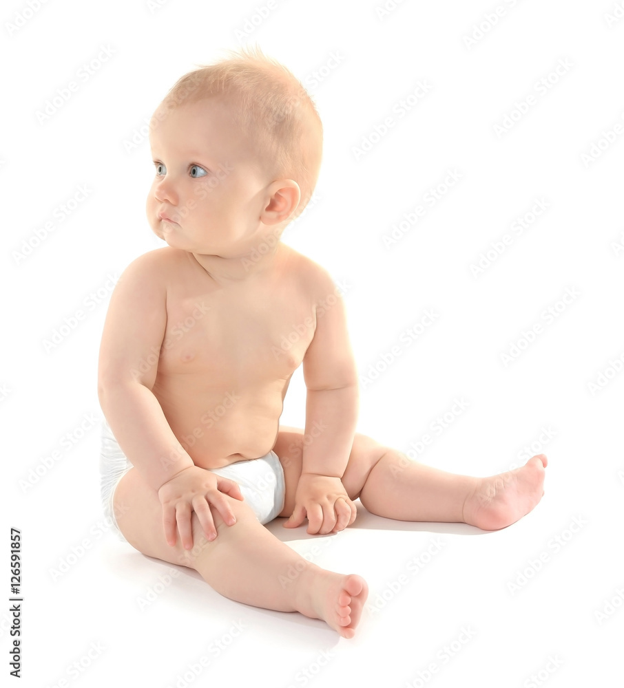 Adorable little baby on white background Adorable little baby on white background