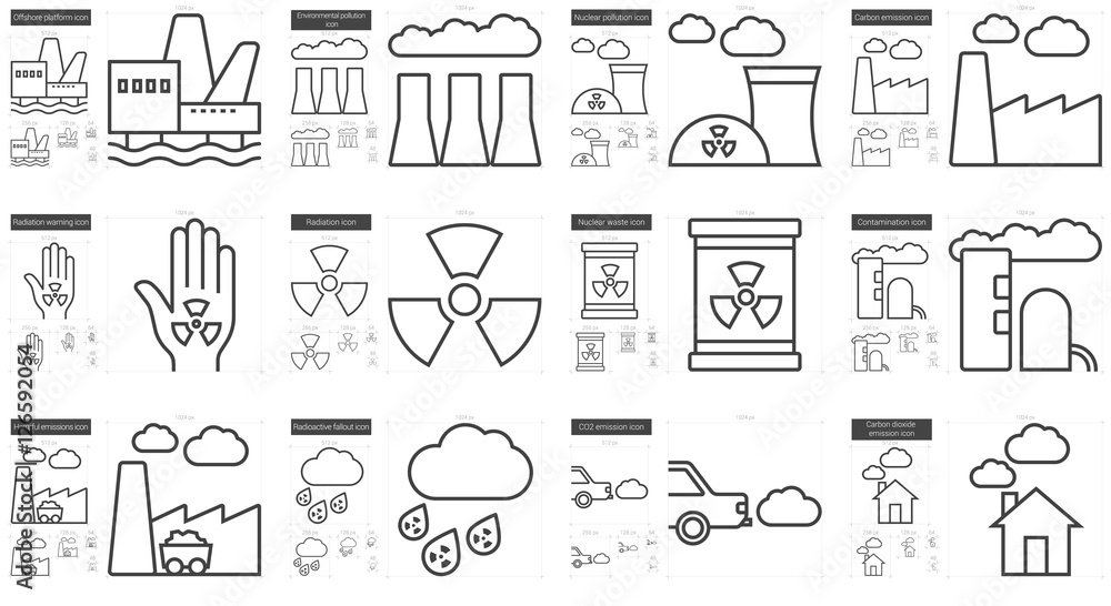 Ecology biohazard line icon set. Ecology biohazard line icon set.