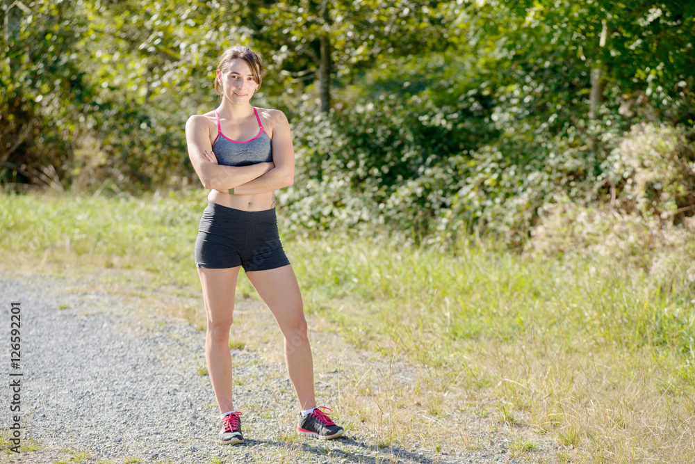 young sporty woman in the countryside young sporty woman in the countryside