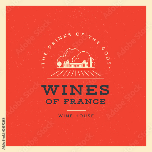 Wine list vector template logo or design element of the house wine. French wine. 