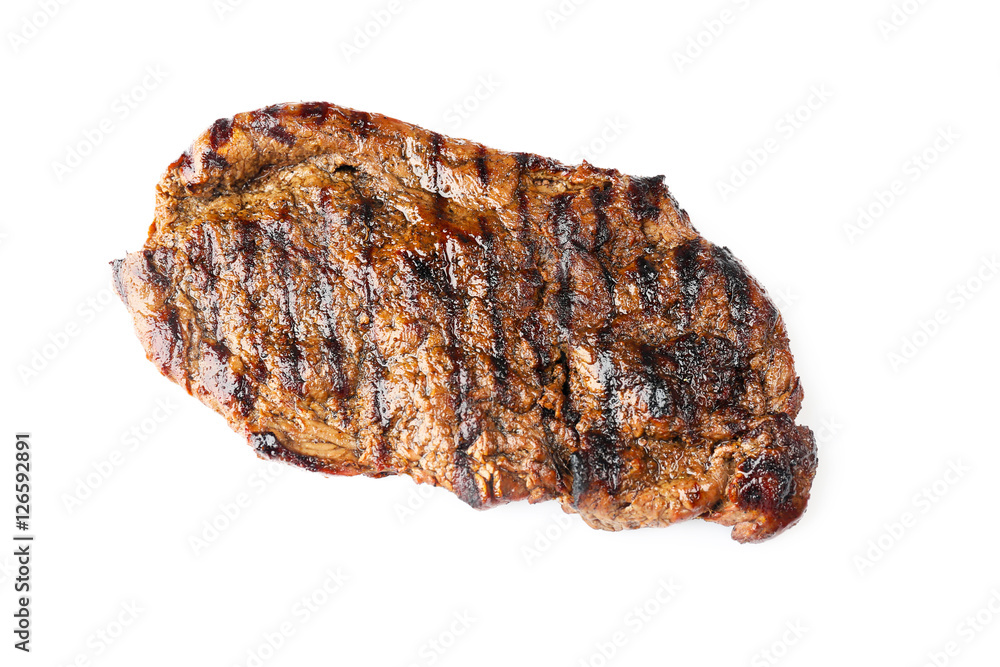 Tasty grilled steak isolated on white Tasty grilled steak isolated on white