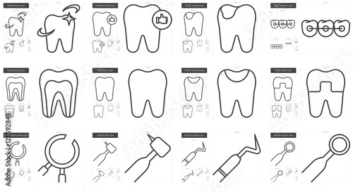 Stomatology line icon set.