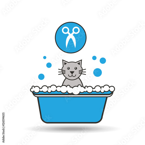 cat bath styling pet icon vector illustration eps 10