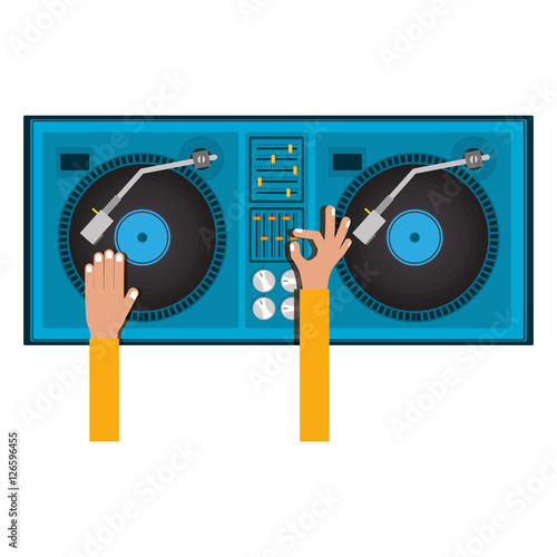 mixer turntable music device icon over white background. disc jockey design. vector illustration