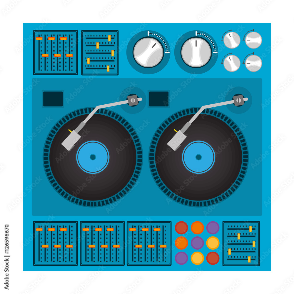 Obraz premium mixer turntable music device icon over white background. disc jockey design. vector illustration