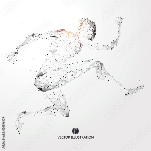 Running Man, points, lines and connected to form, vector illustration.