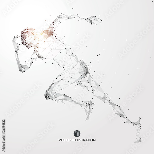 Running Man, points, lines and connected to form, vector illustration.