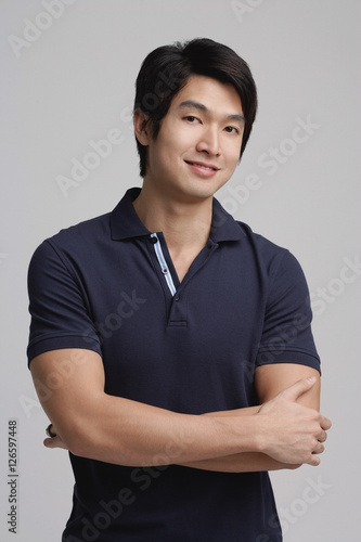 Man in polo shirt, looking at camera, arms crossed