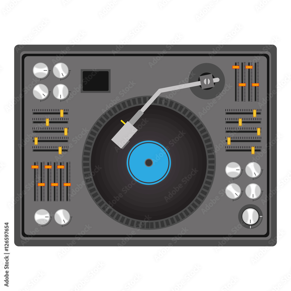 Fototapeta premium mixer turntable music device icon over white background. disc jockey design. vector illustration