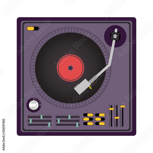 mixer turntable music device icon over white background. disc jockey design. vector illustration