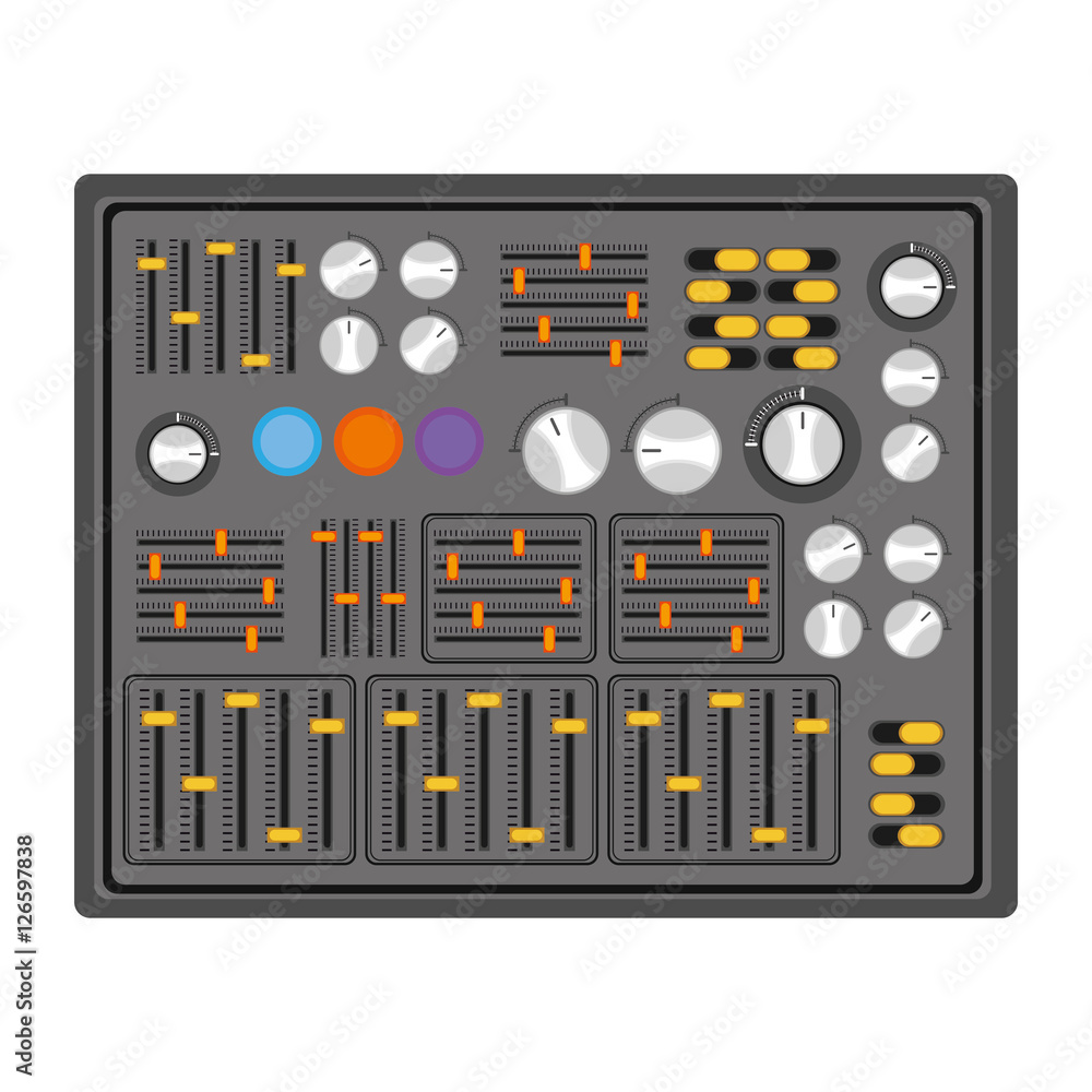 mixer turntable music device icon over white background. disc jockey design. vector illustration mixer turntable music device icon over white background. disc jockey design. vector illustration