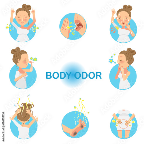 Body Odor/Women who have had body odor. vector illustration.
