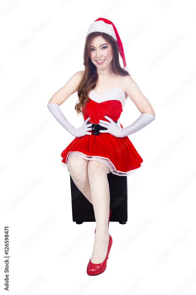beautiful sexy girl wearing santa claus clothes isolated on whit beautiful sexy girl wearing santa claus clothes isolated on whit