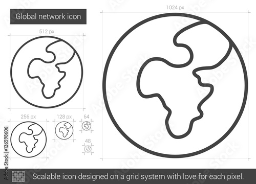 Global network line icon.