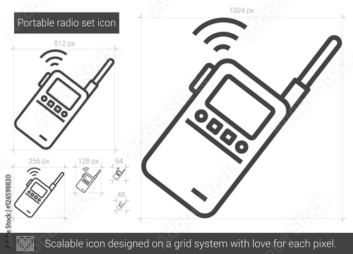 Portable radio set line icon. photo