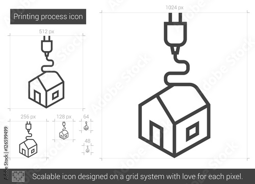 Printing process line icon.