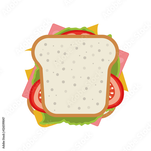 sandwich with vegetables over white background. healthy food design. vector illustration