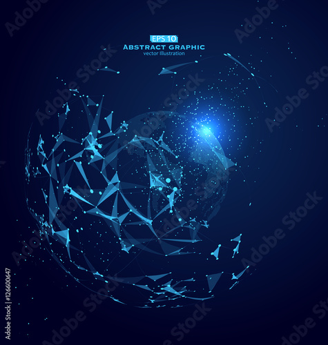 World map point, line, composition, representing the global, Global network connection, a sense of science and technology, international meaning. © liuzishan